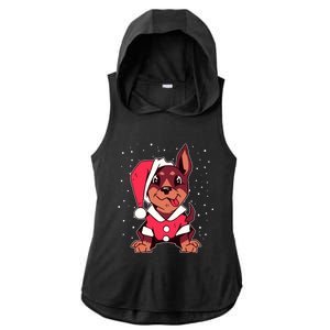 Dog Christmas Puppy Santa Hat Xmas Outfit Gift Meaningful Gift Ladies PosiCharge Tri-Blend Wicking Draft Hoodie Tank