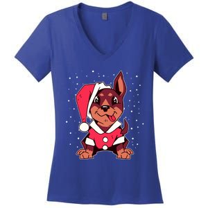 Dog Christmas Puppy Santa Hat Xmas Outfit Gift Meaningful Gift Women's V-Neck T-Shirt