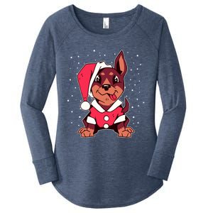 Dog Christmas Puppy Santa Hat Xmas Outfit Gift Meaningful Gift Women's Perfect Tri Tunic Long Sleeve Shirt