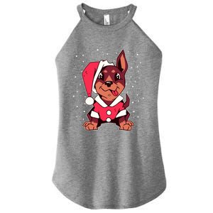 Dog Christmas Puppy Santa Hat Xmas Outfit Gift Meaningful Gift Women's Perfect Tri Rocker Tank