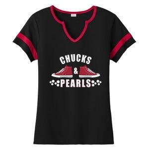 Democratic Campaign Political Rally Merch Chucks Pearls 2024 Gift Ladies Halftime Notch Neck Tee