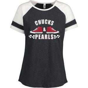 Democratic Campaign Political Rally Merch Chucks Pearls 2024 Gift Enza Ladies Jersey Colorblock Tee