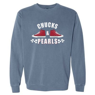 Democratic Campaign Political Rally Merch Chucks Pearls 2024 Gift Garment-Dyed Sweatshirt