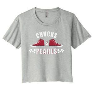 Democratic Campaign Political Rally Merch Chucks Pearls 2024 Gift Women's Crop Top Tee