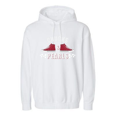 Democratic Campaign Political Rally Merch Chucks Pearls 2024 Gift Garment-Dyed Fleece Hoodie