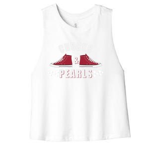 Democratic Campaign Political Rally Merch Chucks Pearls 2024 Gift Women's Racerback Cropped Tank