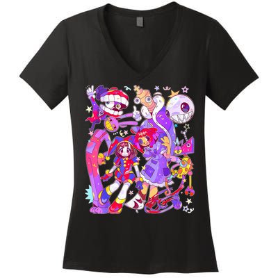Digital Circus Pomni Funny Ragatha Jax Digitalcircus Women's V-Neck T-Shirt