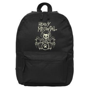 Drummer Cat Playing Drum Heavy Metal Headbanger Gift 16 in Basic Backpack