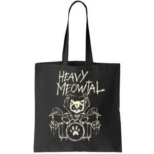 Drummer Cat Playing Drum Heavy Metal Headbanger Gift Tote Bag