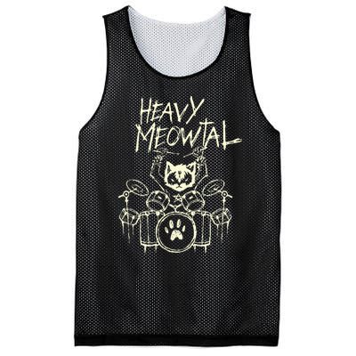 Drummer Cat Playing Drum Heavy Metal Headbanger Gift Mesh Reversible Basketball Jersey Tank