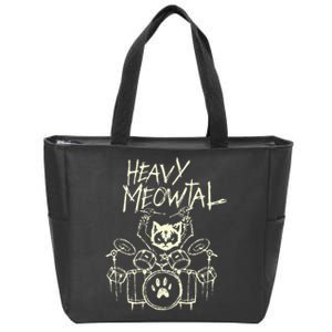 Drummer Cat Playing Drum Heavy Metal Headbanger Gift Zip Tote Bag