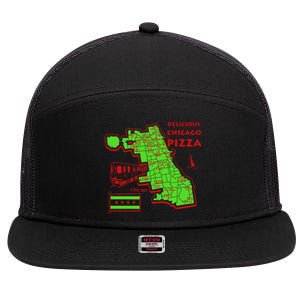 Delicious Chicago Pizza 7 Panel Mesh Trucker Snapback Hat