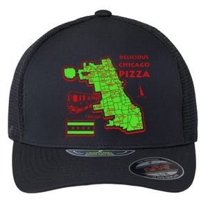 Delicious Chicago Pizza Flexfit Unipanel Trucker Cap