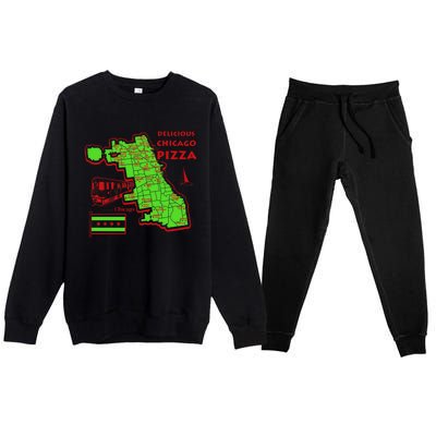 Delicious Chicago Pizza Premium Crewneck Sweatsuit Set