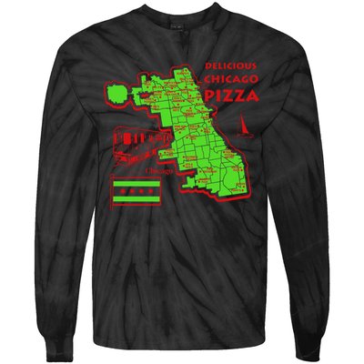 Delicious Chicago Pizza Tie-Dye Long Sleeve Shirt