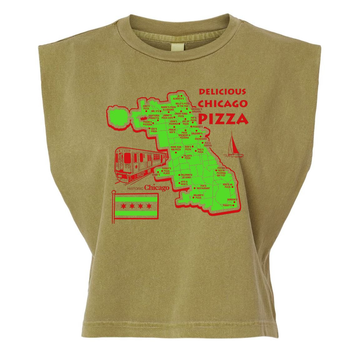 Delicious Chicago Pizza Garment-Dyed Women's Muscle Tee