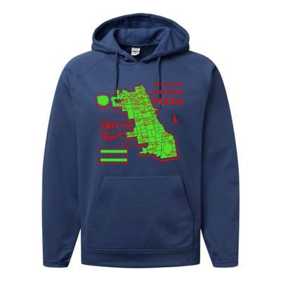 Delicious Chicago Pizza Performance Fleece Hoodie