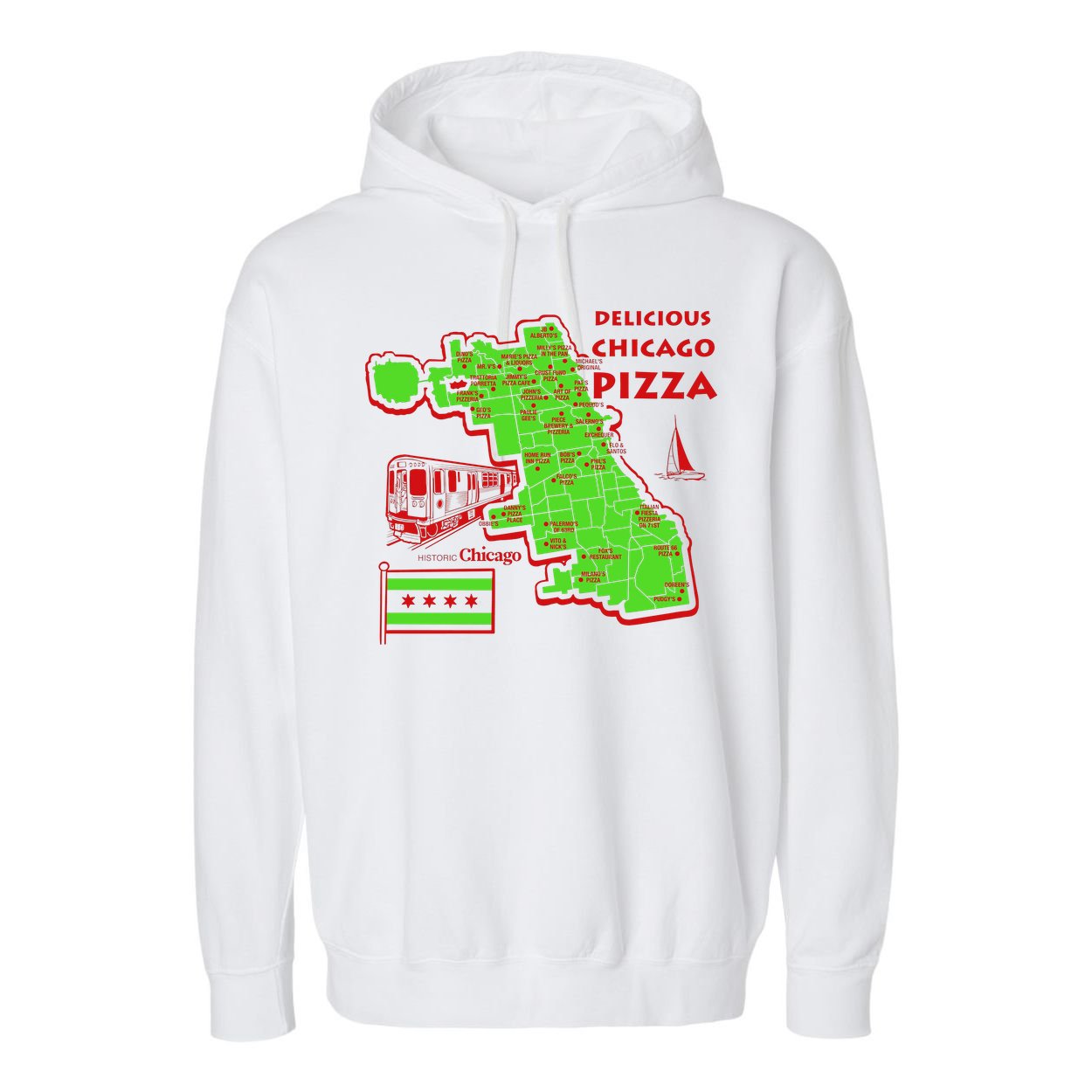 Delicious Chicago Pizza Garment-Dyed Fleece Hoodie