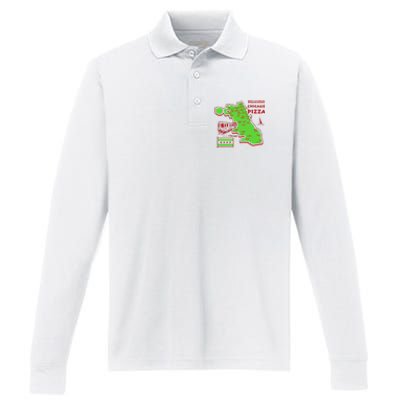 Delicious Chicago Pizza Performance Long Sleeve Polo