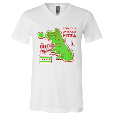 Delicious Chicago Pizza V-Neck T-Shirt