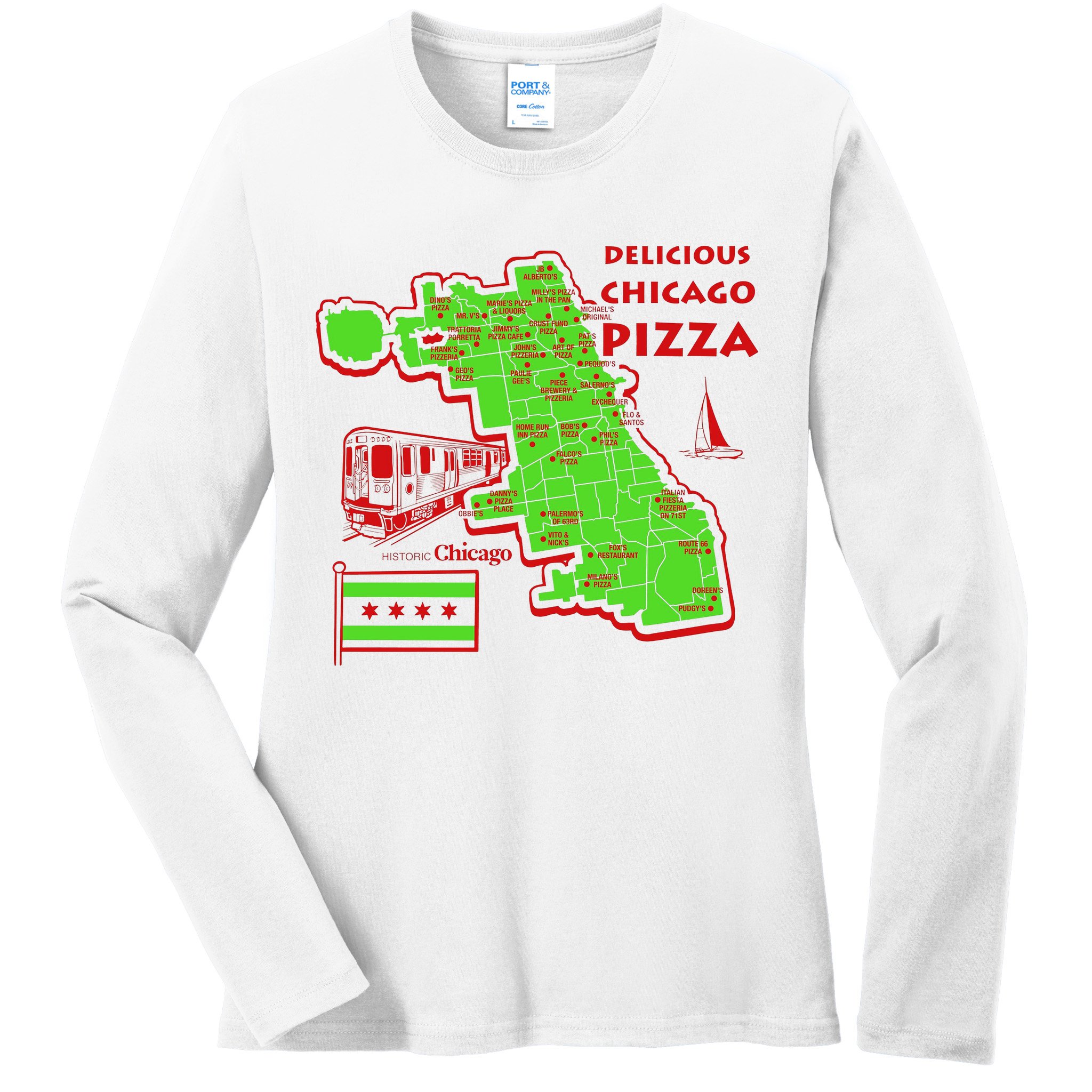 Delicious Chicago Pizza Ladies Long Sleeve Shirt