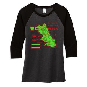 Delicious Chicago Pizza Women's Tri-Blend 3/4-Sleeve Raglan Shirt