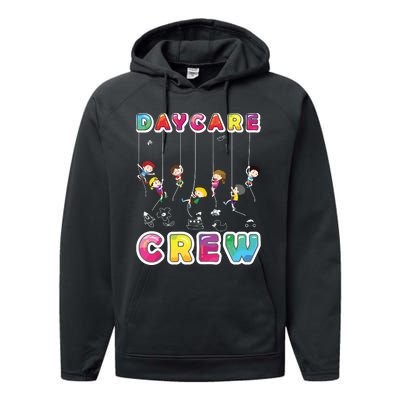 Daycare Crew Provider Gifts Funny Teacher Child Care Worker Performance Fleece Hoodie