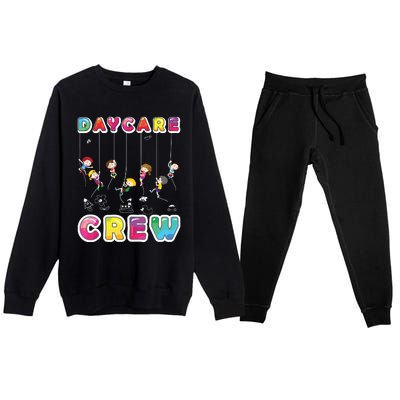 Daycare Crew Provider Gifts Funny Teacher Child Care Worker Premium Crewneck Sweatsuit Set