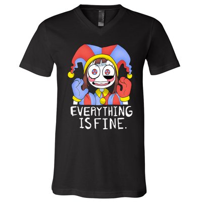 Digital Circus Pomni Everything Is Fine V-Neck T-Shirt