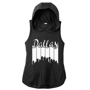 Dallas City Pride Retro Skyline Silhouette Image Ladies PosiCharge Tri-Blend Wicking Draft Hoodie Tank