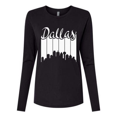 Dallas City Pride Retro Skyline Silhouette Image Womens Cotton Relaxed Long Sleeve T-Shirt