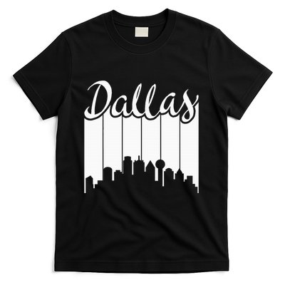 Dallas City Pride Retro Skyline Silhouette Image T-Shirt