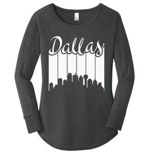 Dallas City Pride Retro Skyline Silhouette Image Women's Perfect Tri Tunic Long Sleeve Shirt