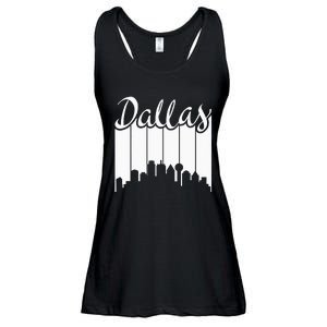 Dallas City Pride Retro Skyline Silhouette Image Ladies Essential Flowy Tank