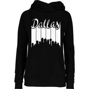 Dallas City Pride Retro Skyline Silhouette Image Womens Funnel Neck Pullover Hood