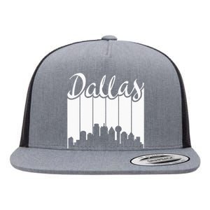 Dallas City Pride Retro Skyline Silhouette Image Flat Bill Trucker Hat