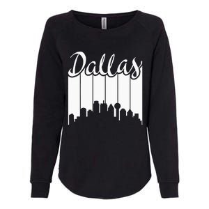 Dallas City Pride Retro Skyline Silhouette Image Womens California Wash Sweatshirt