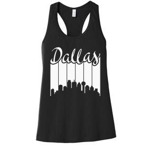 Dallas City Pride Retro Skyline Silhouette Image Women's Racerback Tank