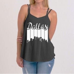 Dallas City Pride Retro Skyline Silhouette Image Women's Strappy Tank