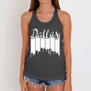 Dallas City Pride Retro Skyline Silhouette Image Women's Knotted Racerback Tank