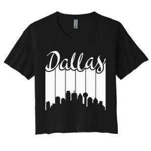 Dallas City Pride Retro Skyline Silhouette Image Women's Crop Top Tee