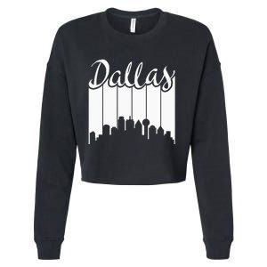 Dallas City Pride Retro Skyline Silhouette Image Cropped Pullover Crew