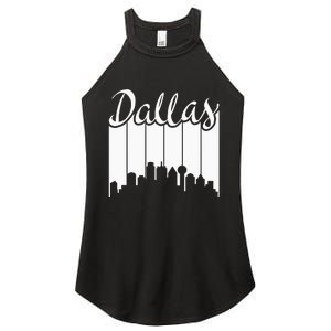 Dallas City Pride Retro Skyline Silhouette Image Women's Perfect Tri Rocker Tank