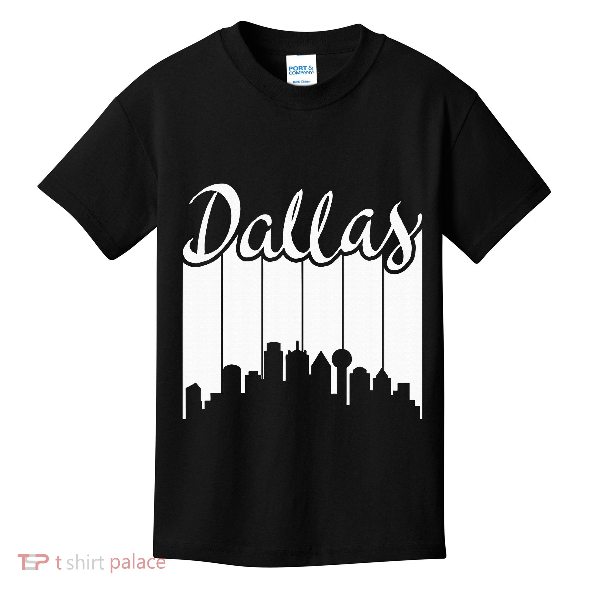 Dallas City Pride Retro Skyline Silhouette Image Kids T-Shirt