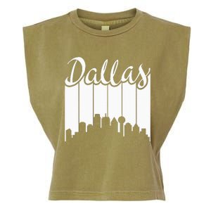 Dallas City Pride Retro Skyline Silhouette Image Garment-Dyed Women's Muscle Tee