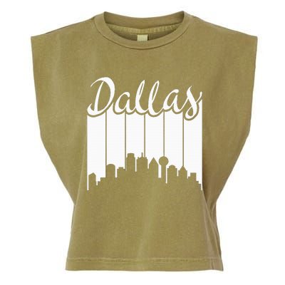 Dallas City Pride Retro Skyline Silhouette Image Garment-Dyed Women's Muscle Tee