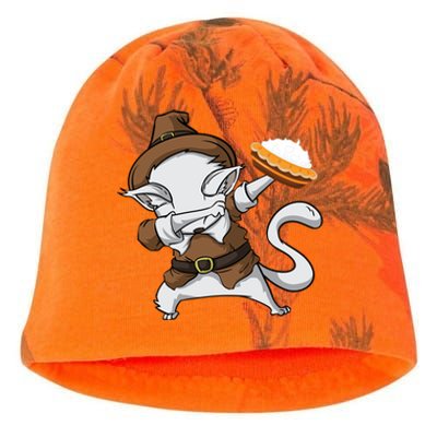 Dabbing Cat Pilgrim Holding Pumpkin Pie Thanksgiving Day Gift Kati - Camo Knit Beanie