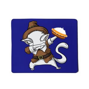 Dabbing Cat Pilgrim Holding Pumpkin Pie Thanksgiving Day Gift Mousepad