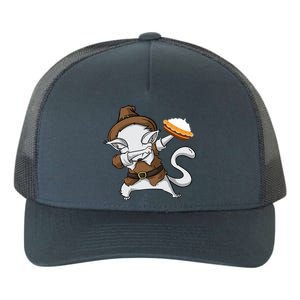 Dabbing Cat Pilgrim Holding Pumpkin Pie Thanksgiving Day Gift Yupoong Adult 5-Panel Trucker Hat