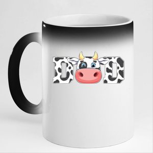 Dad Cow Print Cowboy Animal Pattern Farmer Cow Father Dad 11oz Black Color Changing Mug